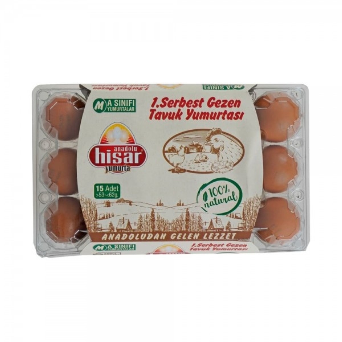 Hisar Orta Boy Gezen Tavuk Yumurtası 15'li